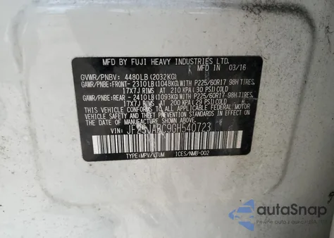 2016 Subaru Forester 2.5I from USA, damaged, VIN JF2SJABC9GH540723